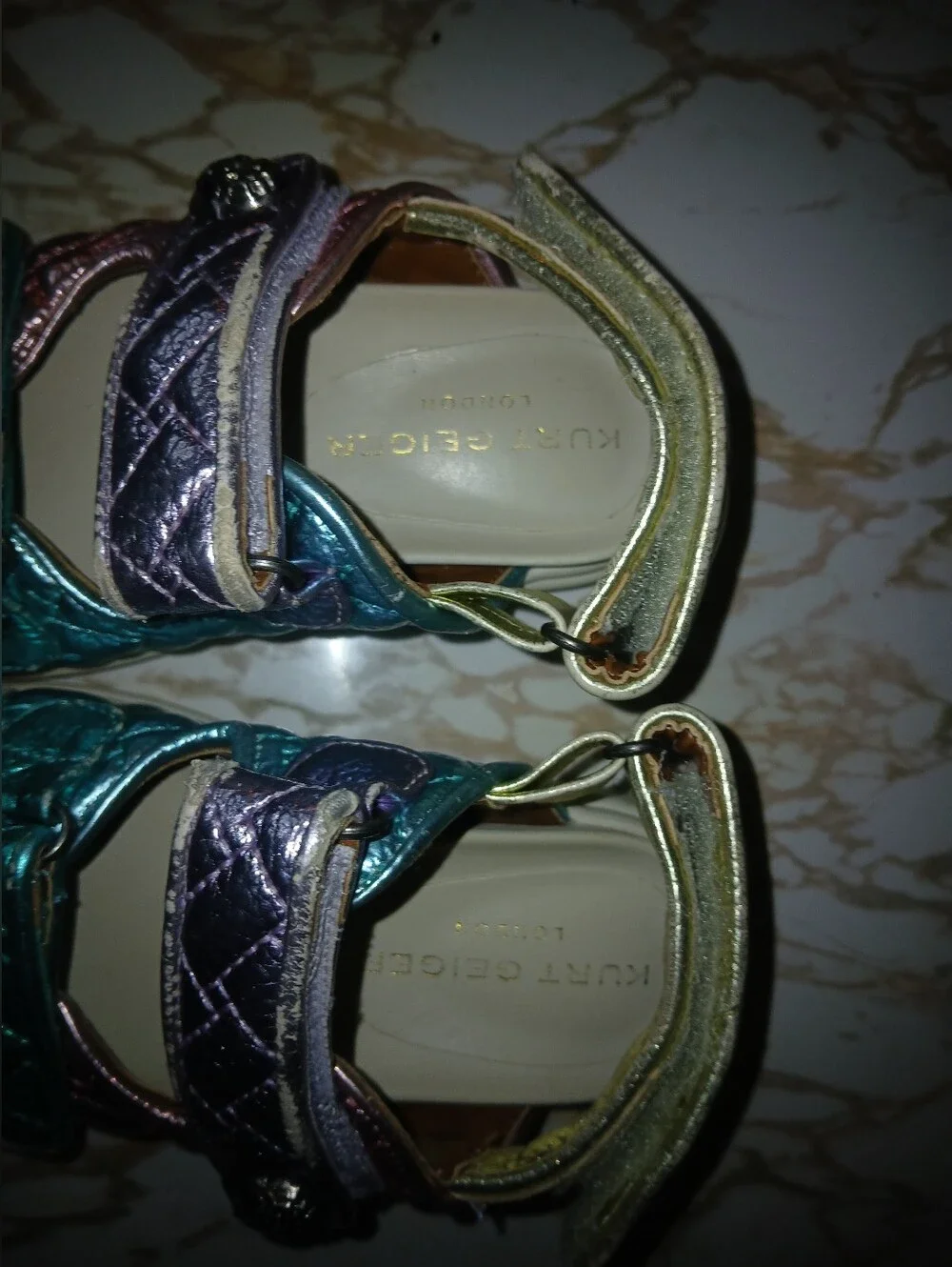 Used Kurt Geiger Mini Orson Quilted Kids Sandals.